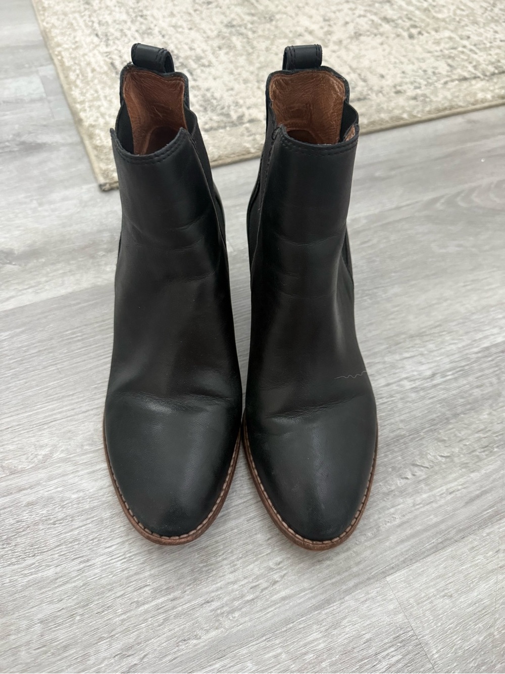 Madewell Black Leather Chelsea Ankle Boots